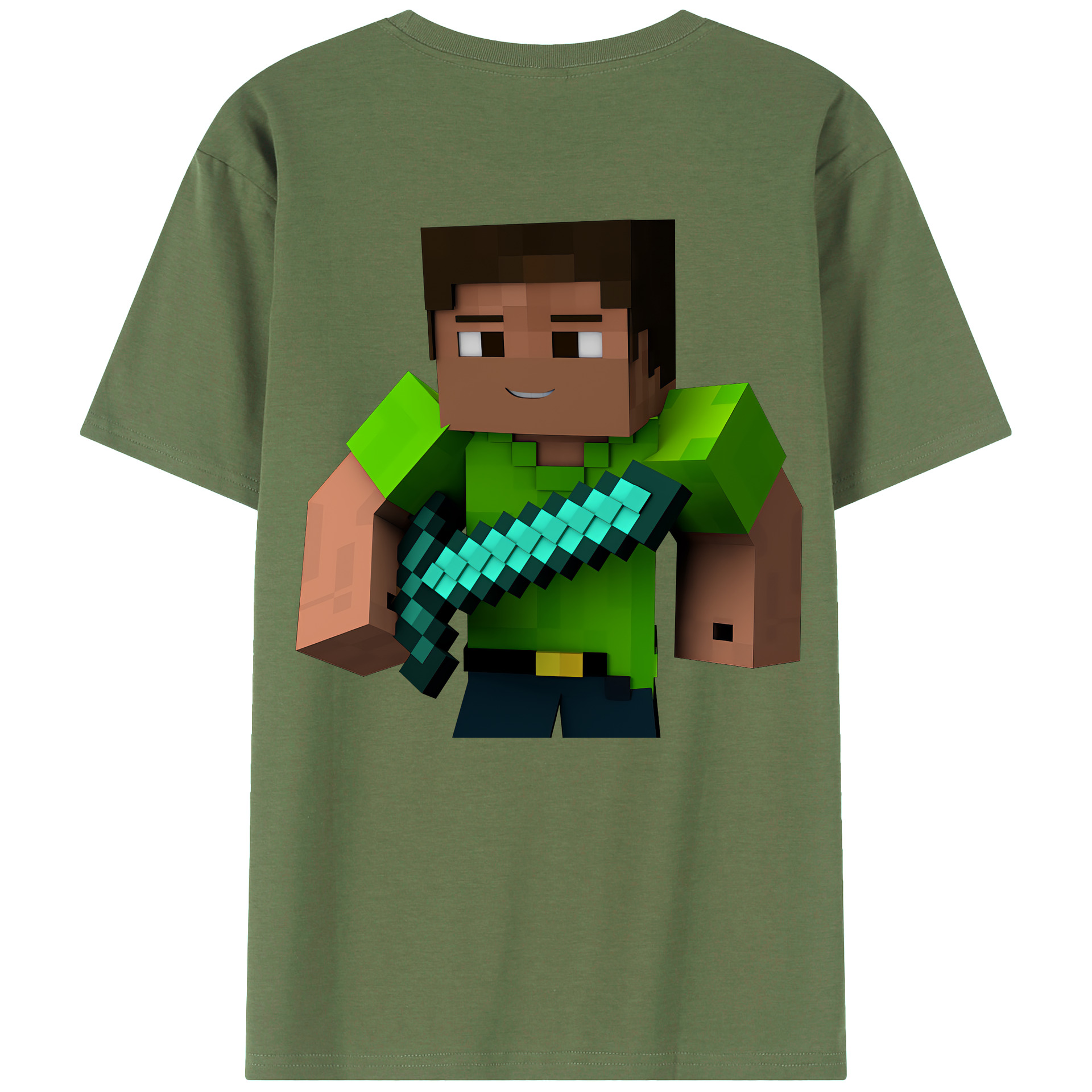 （画像用） マインクラフト ブロックの世界 Minecraft MC Block world 綿100％ メンズ半袖Tシャツ（バックプリント） 通気性